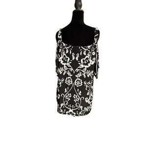 INC International Concepts Black and White Floral Blouse